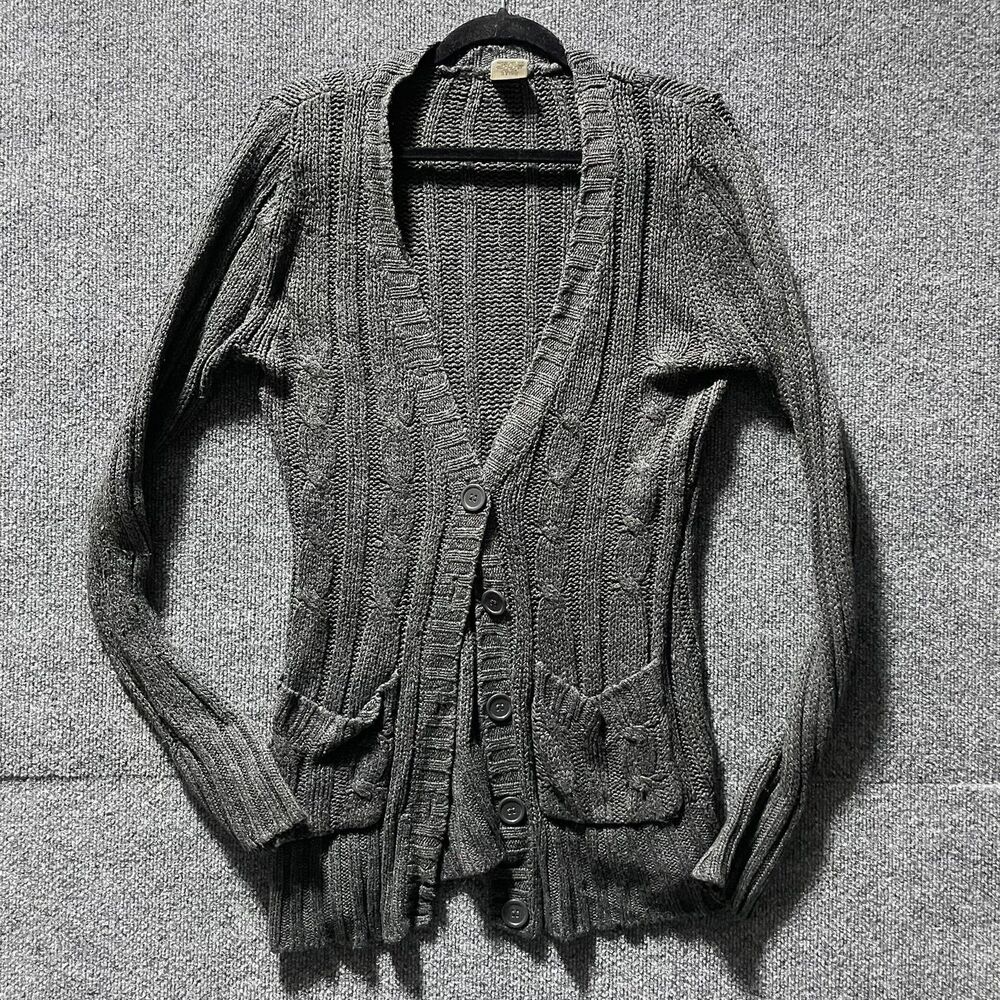 Essentials Sweater Womens Medium Button Front Cardigan Pockets Knit Acrylic